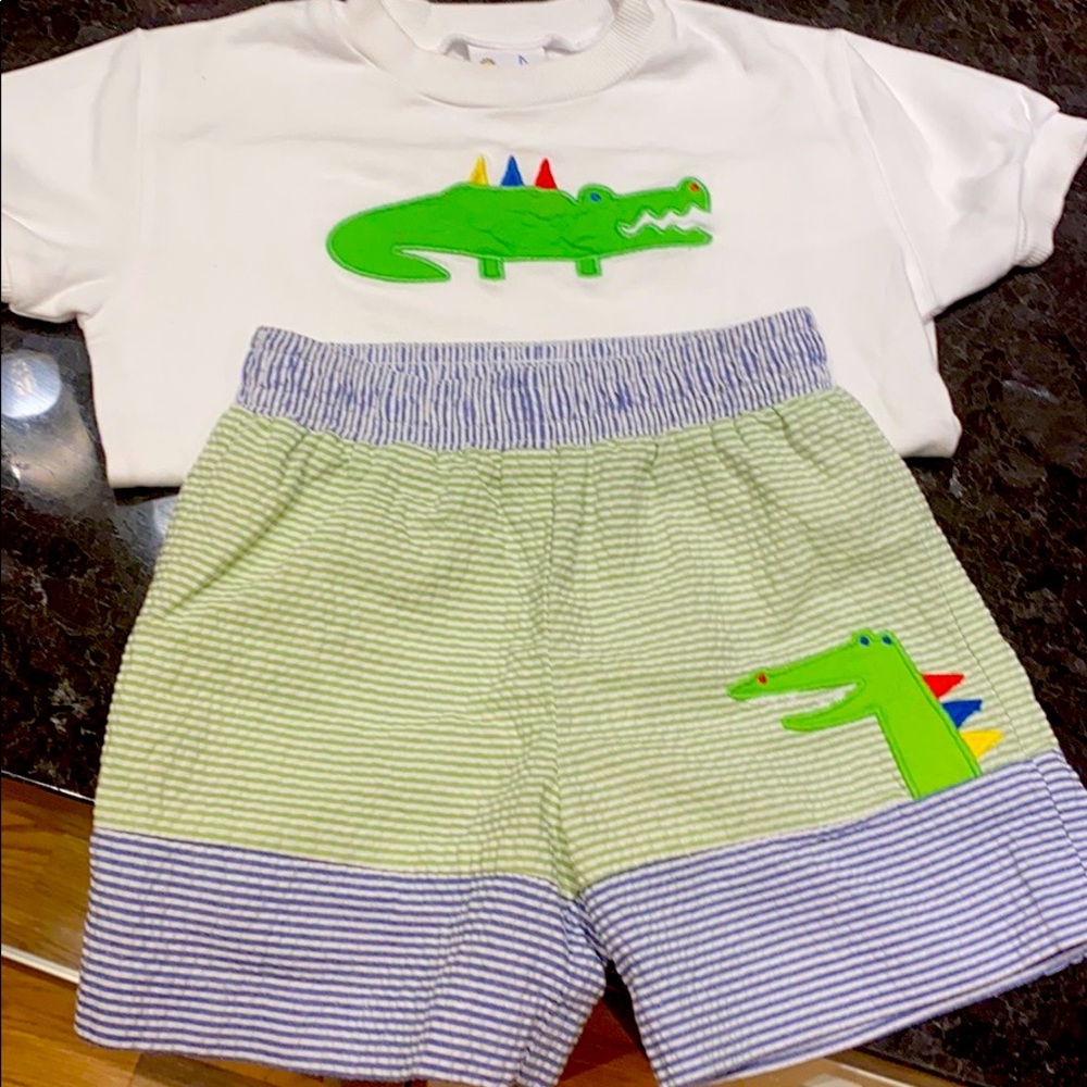 Florence Eiseman boys swim trunks and tee (2T)